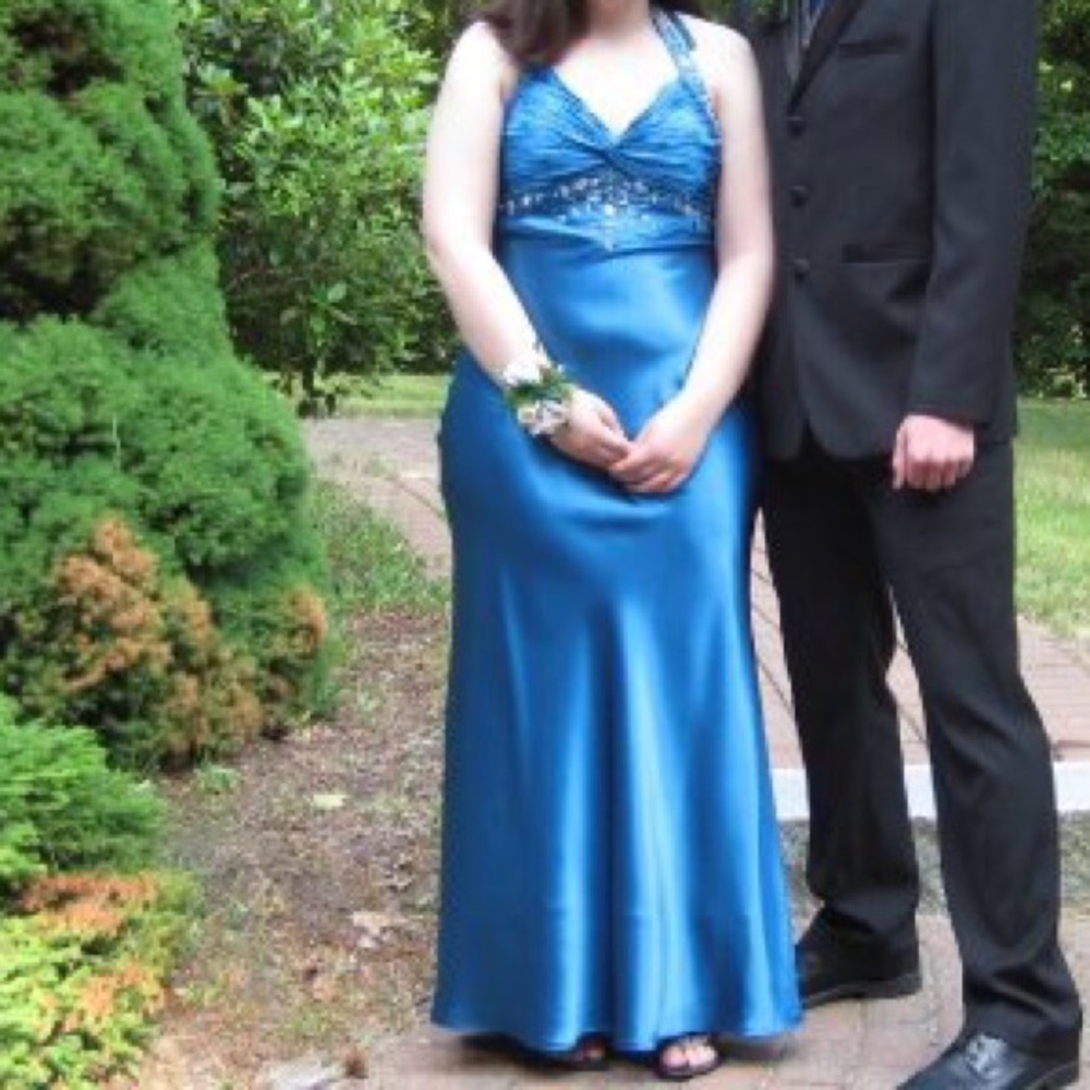 Stunning Floor Length Satin Prom Dress - Picture 1 of 8